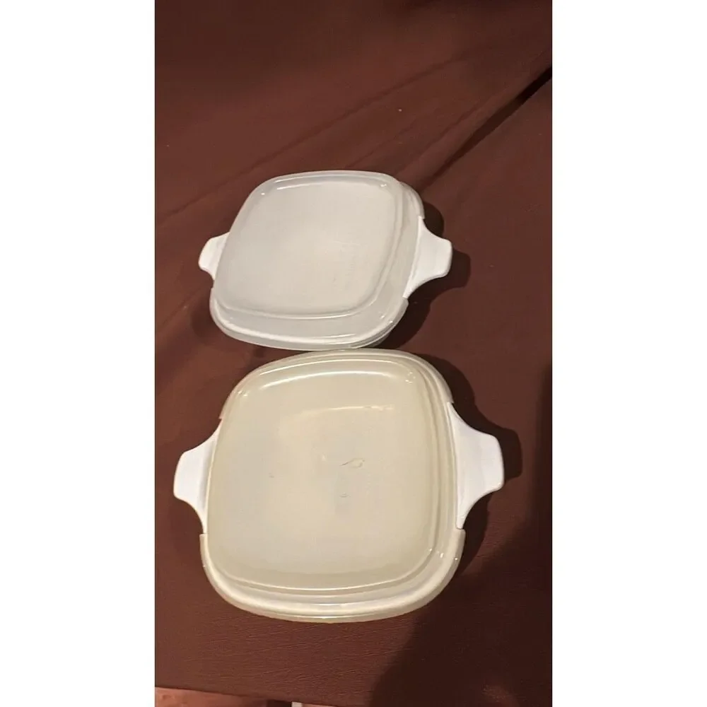 2 Corning Ware Blue Cornflower P-41 B 1 3/4 Cup Petite Casserole w/ Plastic Lids